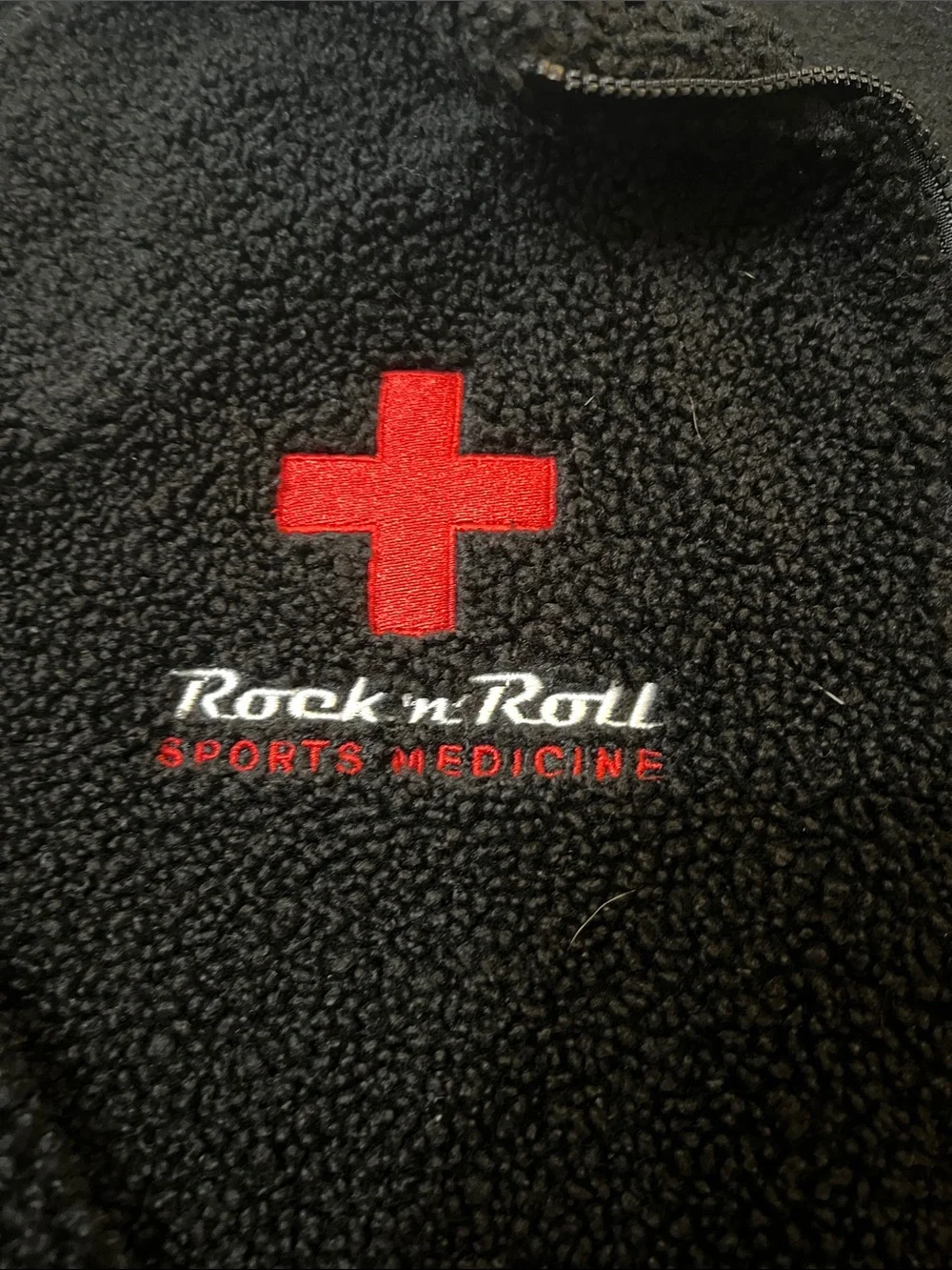 Hi-Tec Black Sherpa Zip-Up Pullover with Red Cross Accent